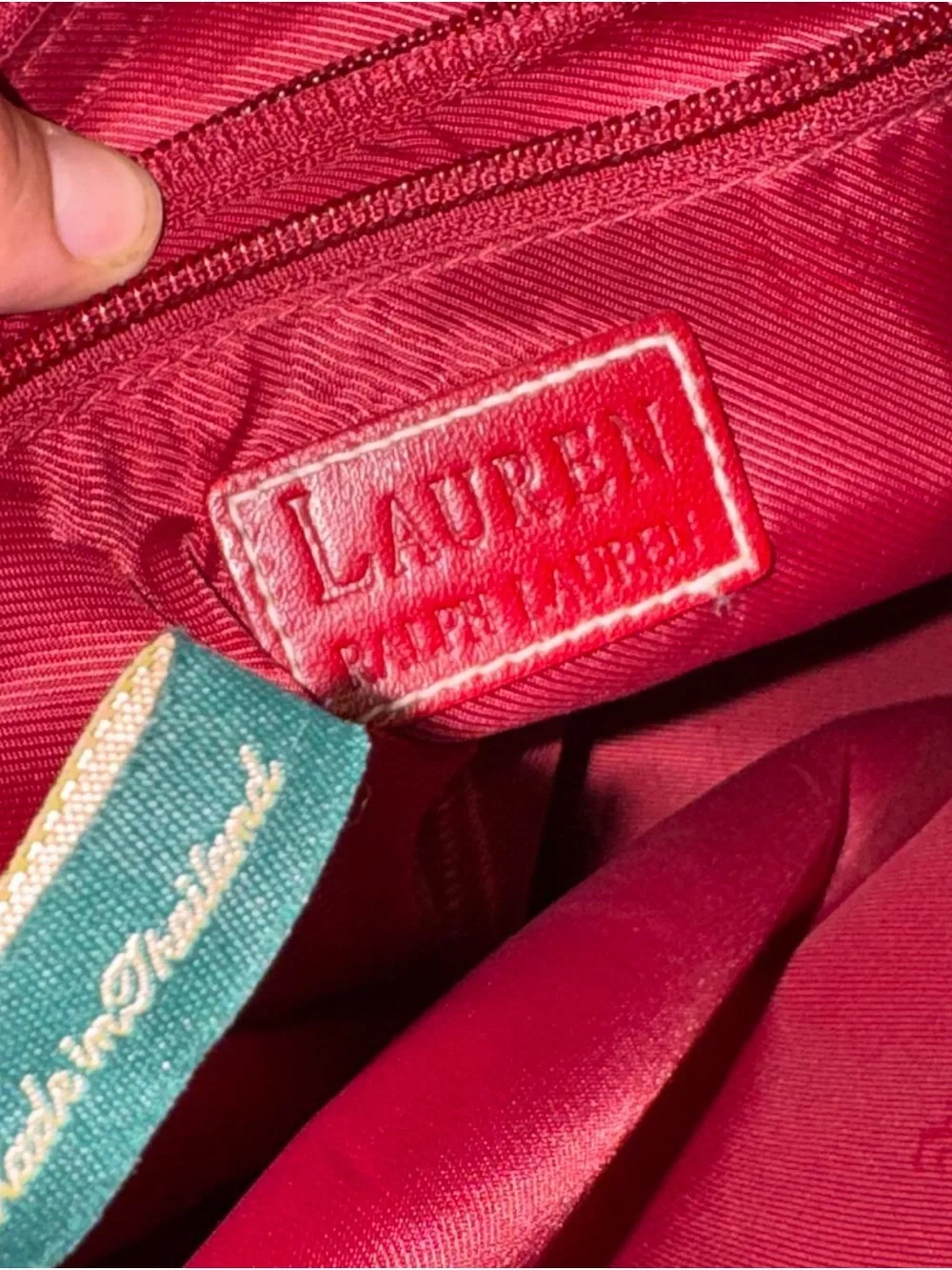 Ralph Lauren Pink Monogram Shoulder Bag with Red Trim